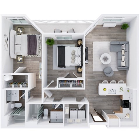 Floor plan for 2 beds, 2 baths, 1139 sqft